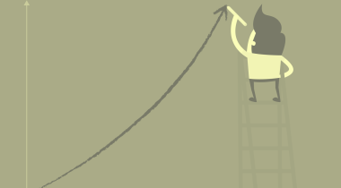 A yellow-toned image of a cartoon figure on a ladder drawing a line in an upward motion. /founders-entrepreneurship/startup-to-scale-up-3-areas-success