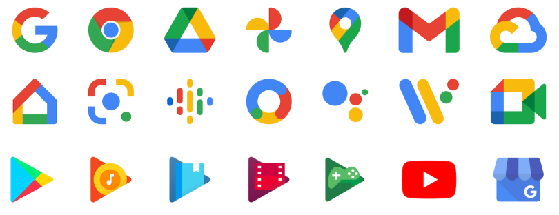 The logo designs for Google Workspace are part of a design system intended to express a consistent corporate identity.