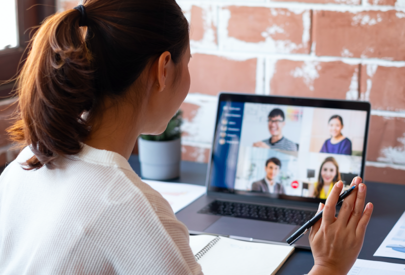 Remote employees chatting