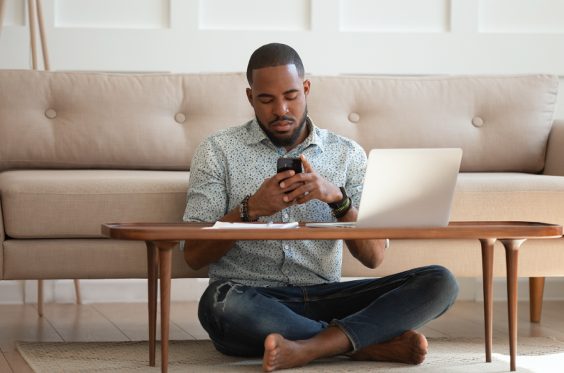 An employee working remotely