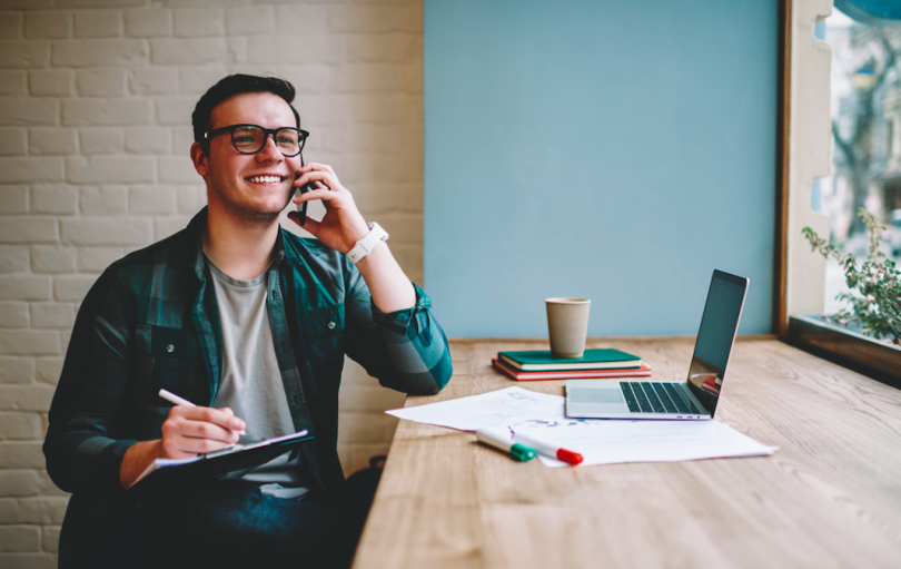 An employee working remotely