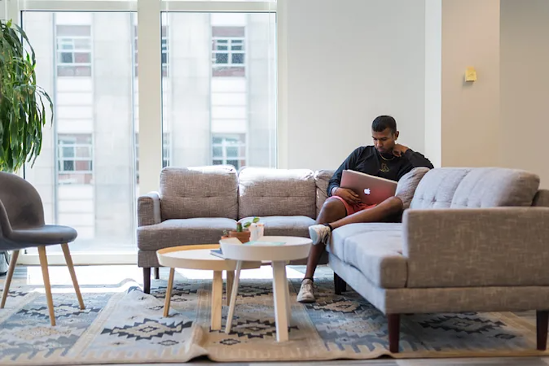 An employee working remotely