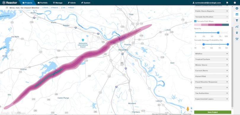 tornado path maps software corelogic