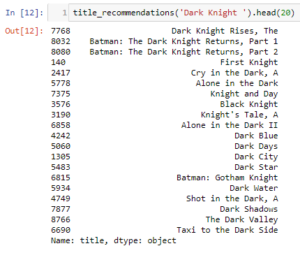 recommendation system machine learning TfidfVectorizer