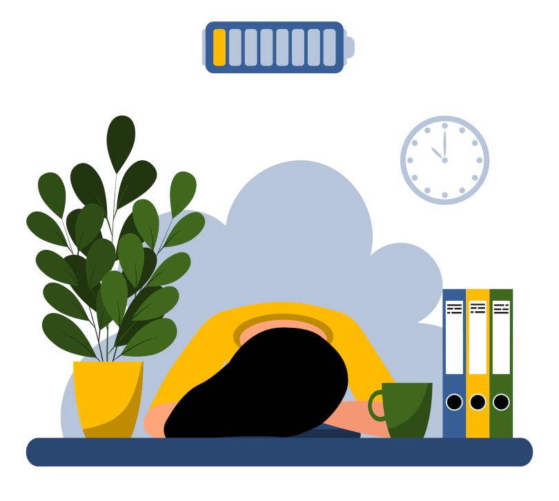 Salesperson experiencing burn out illustration