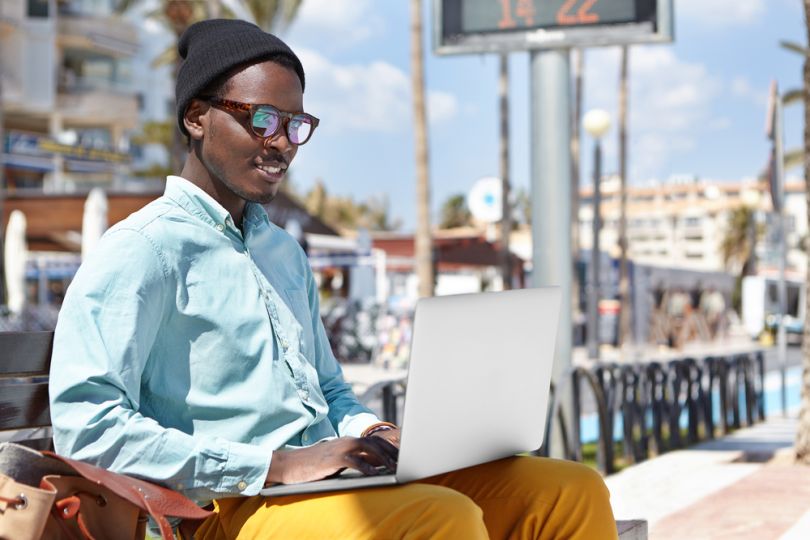 man remote work