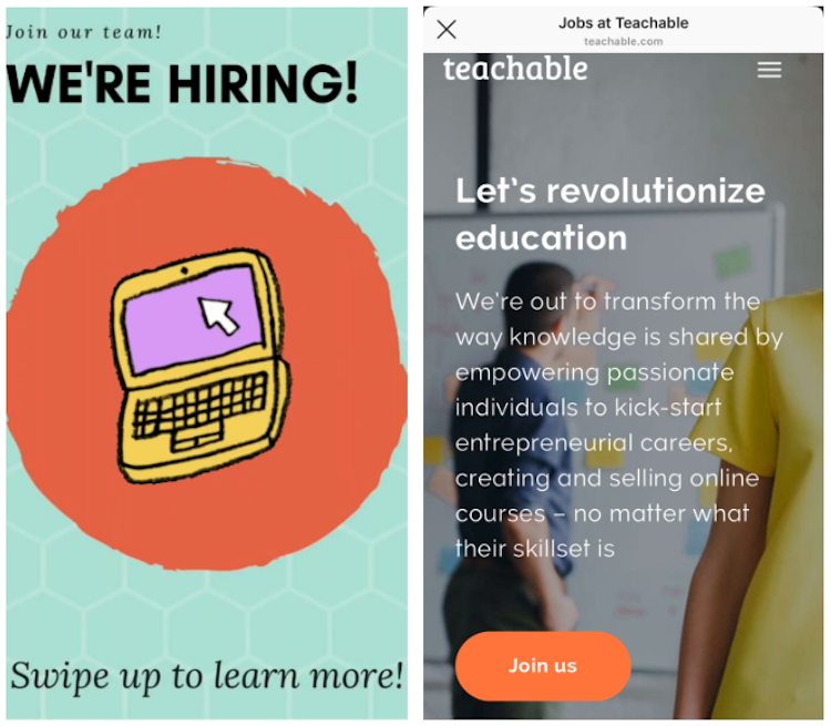 teachable-instagram-social-media-recruiting-example