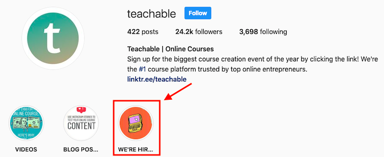 teachable-instagram-social-media-recruiting-example