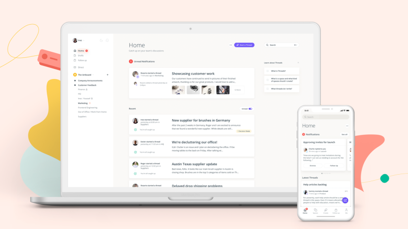Threads allows for long-form narrative communication and stores all digital communications in a searchable dashboard.