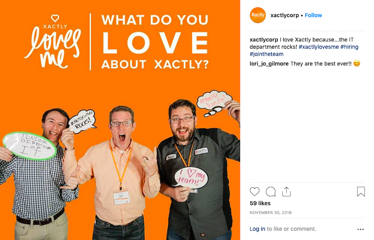 xactly-corp-instagram-social-media-recruiting-example
