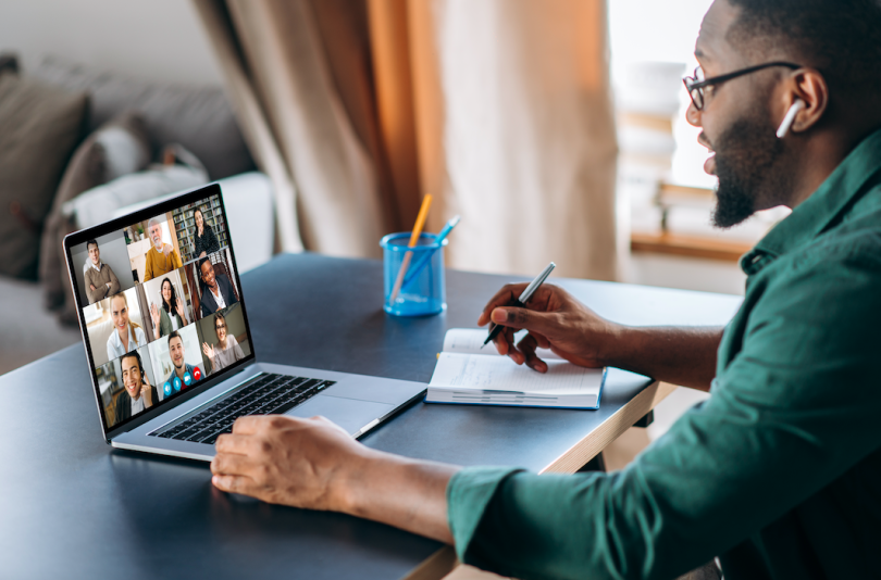 An employee working remotely
