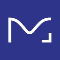 A blue envelope icon that also resembles the letter M