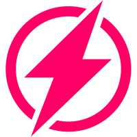 Neon pink circle with a neon pink lightening bolt through the middle.