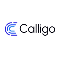 Blue graphic 'C' logo with black text saying Calligo