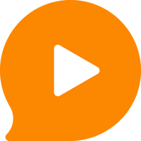 BombBomb orange icon featuring a play button inside of an orange chat bubble
