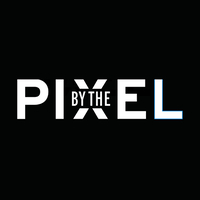 White text that reads "By the Pixel" on a black background.