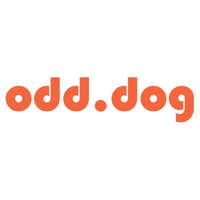 "odd.dog" in orange, rounded font
