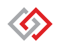 A gray diamond and a red diamond interlocked