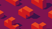 Red Tetris-shaped blocks on a purple background