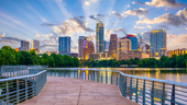 Austin Skyline with Sun Over Buildings