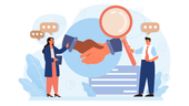 Business people having a transparent discussion and making a deal.