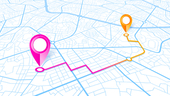 Navigation route on a map