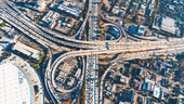 Los Angeles freeway traffic as seen from above