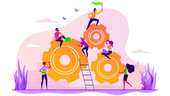 Team members help each other achieve success.