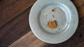 leftover cookie crumbs on a plate