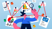 salesperson performs research on a client