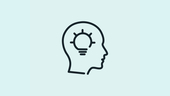 Graphic illustration of a person’s head, side profile, with a lightbulb turning on inside their brain.