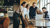 team members working together in an office