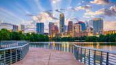 Austin Skyline with Sun Over Buildings