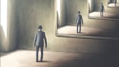illustration of man reflecting himself in the mirror