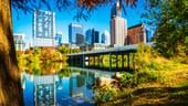 The Austin skyline as seen through Fall foliage