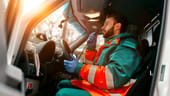Ambulance driver talking over the radio.