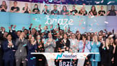 Braze staff celebrating at Nasdaq