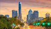 The Austin skyline at sunset