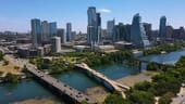 An aerial view of the downtown Austin, Texas skyline.
