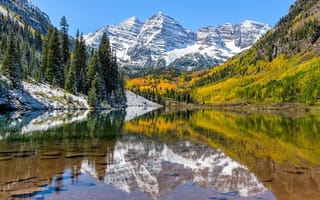 Colorado wilderness with lake and mountains