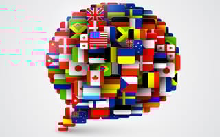 World flags in form of speech bubble.