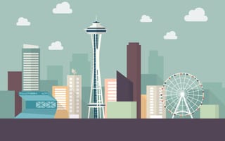 Illustrated image of Seattle skyline