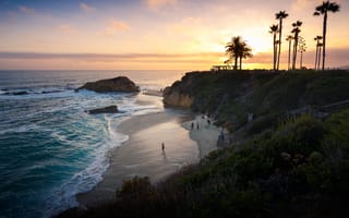 Beach in Orange County at sunset