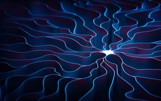 Blue void with white spot in the middle and tentacles extending out from the spot like a neural network