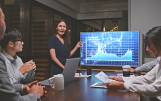 Businesswoman leading a strategy meeting