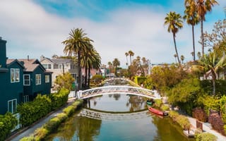The Venice Beach canals in Los Angeles, California.