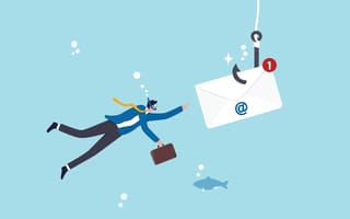 A prospect swims toward an email on a fishing line.
