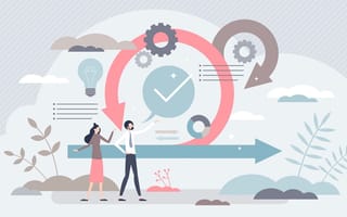 Illustration of people and scrum agile framework plan