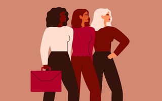 Illustration of confident businesswomen standing together.