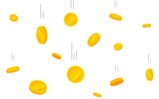Illustration of gold coins falling from the sky